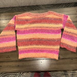 J Crew Wide Sleeve Merino Wool and Alpaca Striped Multicolor Sweater Size S #J47